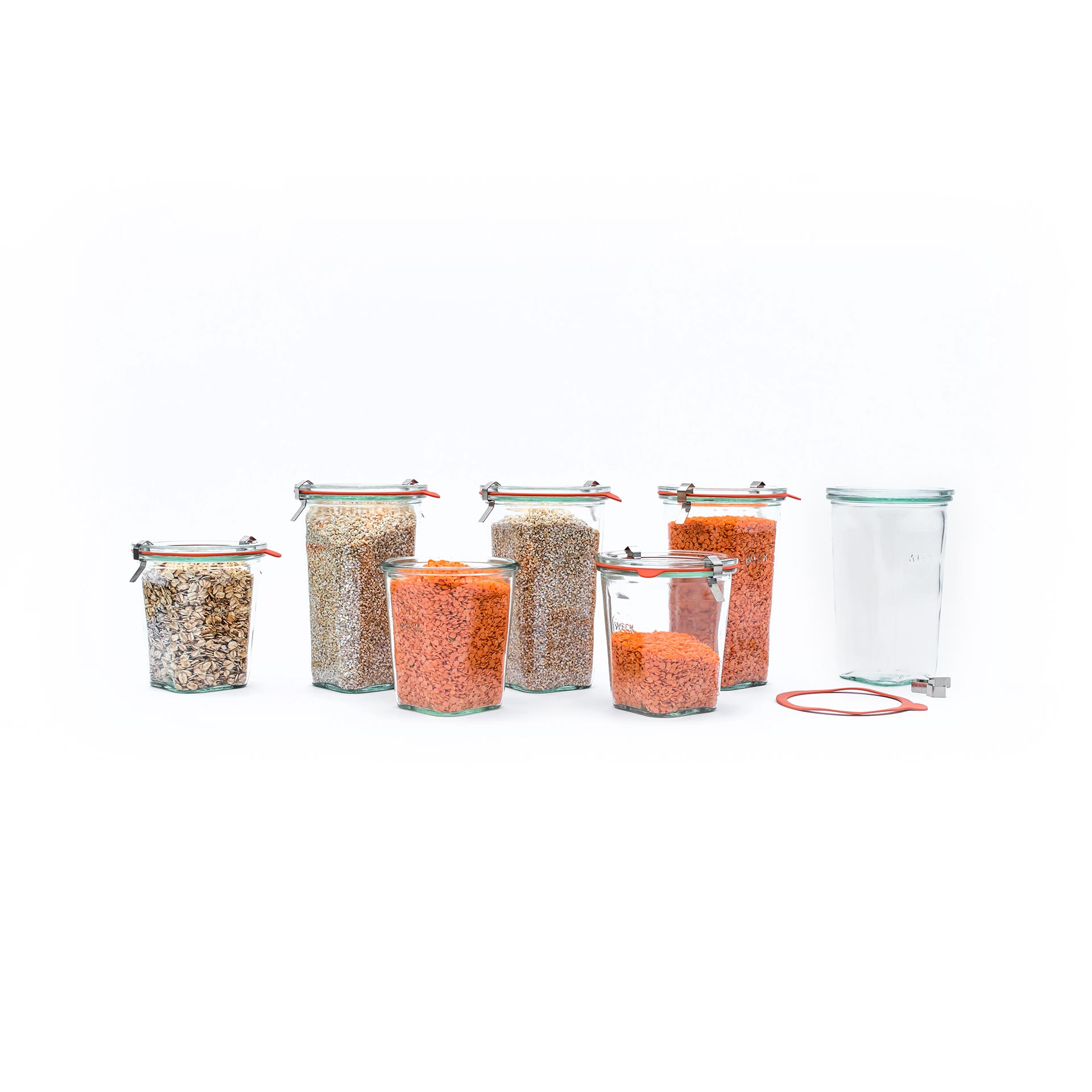 Zavařovací sklenice WECK Quadro 545 ml s víčkem, set 6 ks