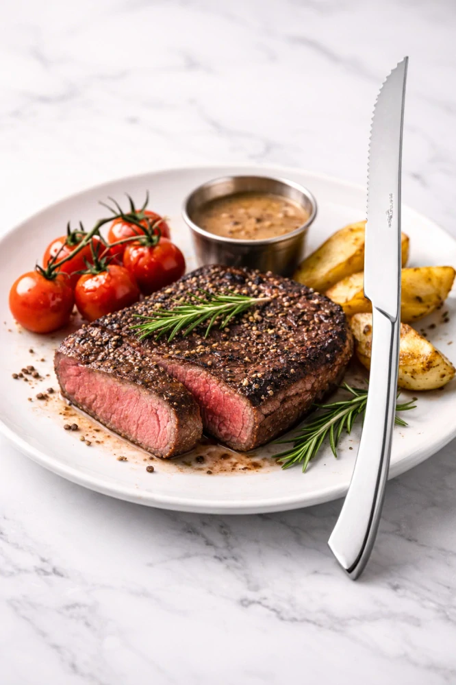 Alinea steakový nůž 24,5 cm – nerez, zrcadlový lesk, masivní provedení