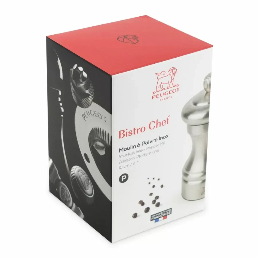 Peugeot Bistro Chef ruční mlýnek na pepř 10 cm – nerezová ocel (SKU 33033).