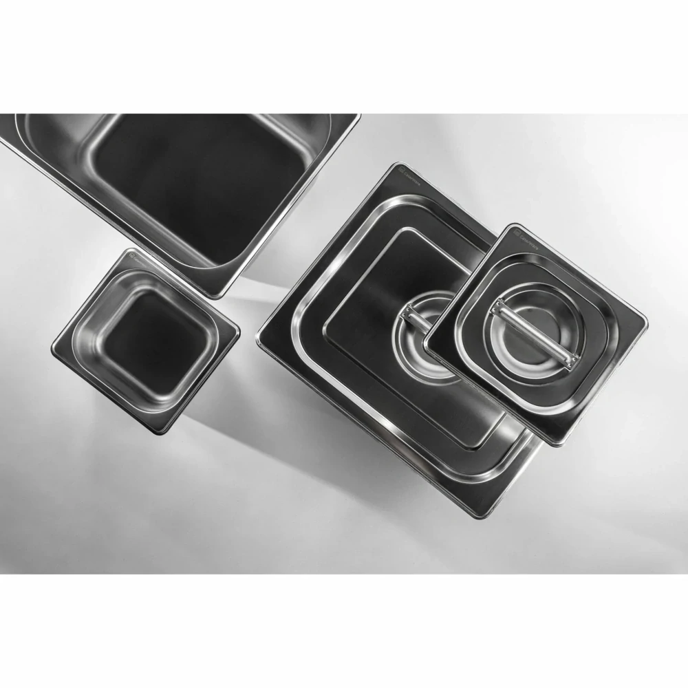 Nerezová gastronádoba GN 1/1 Caterware – 18/10, pro gastro provoz mm) – nerez 18/10, tloušťka 0,55–0,7 mm, kompatibilní se standardem EN 631, pro konvektomat, výdej i chlazení