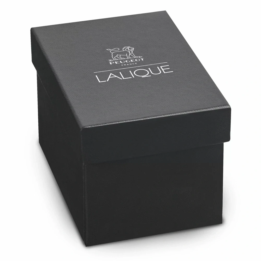 Peugeot Lalique 9 cm – luxusní křišťálový mlýnek na pepř, art deco inspirace, ocelový mechanismus s doživotní zárukou