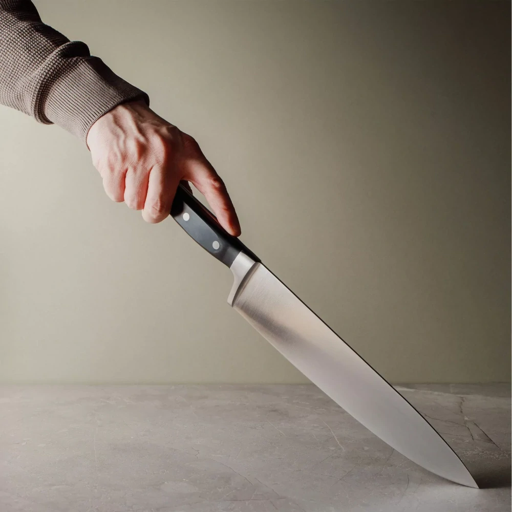 Kovaný kuchařský nůž JustCut 25 cm – velké univerzální ostří z nerezové oceli, černá nýtovaná rukojeť