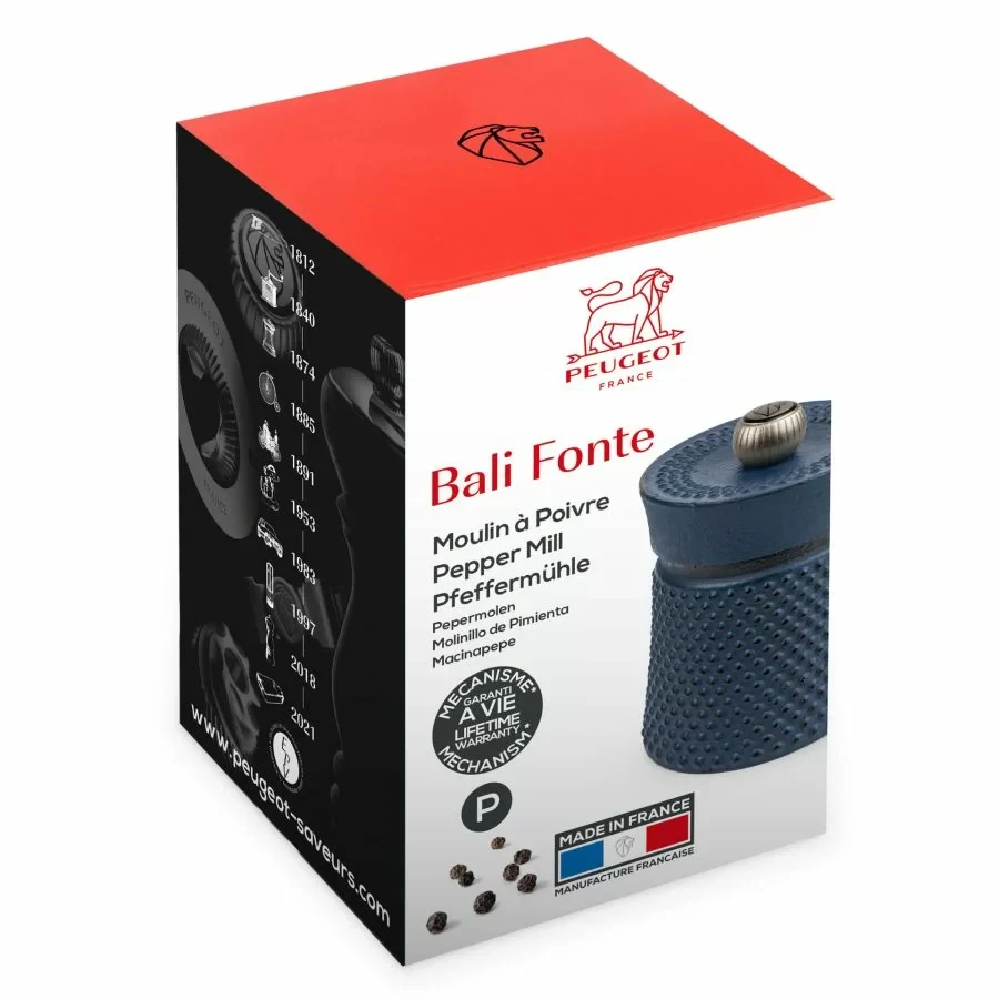 Peugeot Bali Fonte ruční mlýnek na pepř z litiny 8 cm – modrý (SKU 36621)