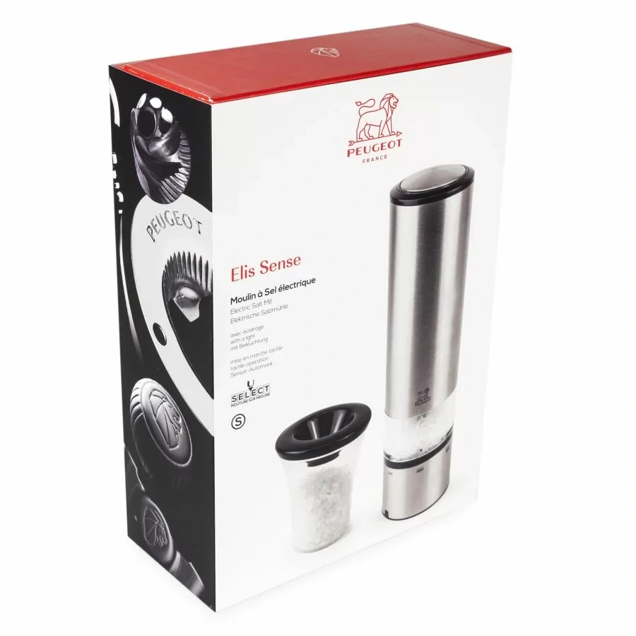 Peugeot Elis Sense elektrický mlýnek na sůl 20 cm – nerezová ocel, U’Select, LED osvětlení, inox