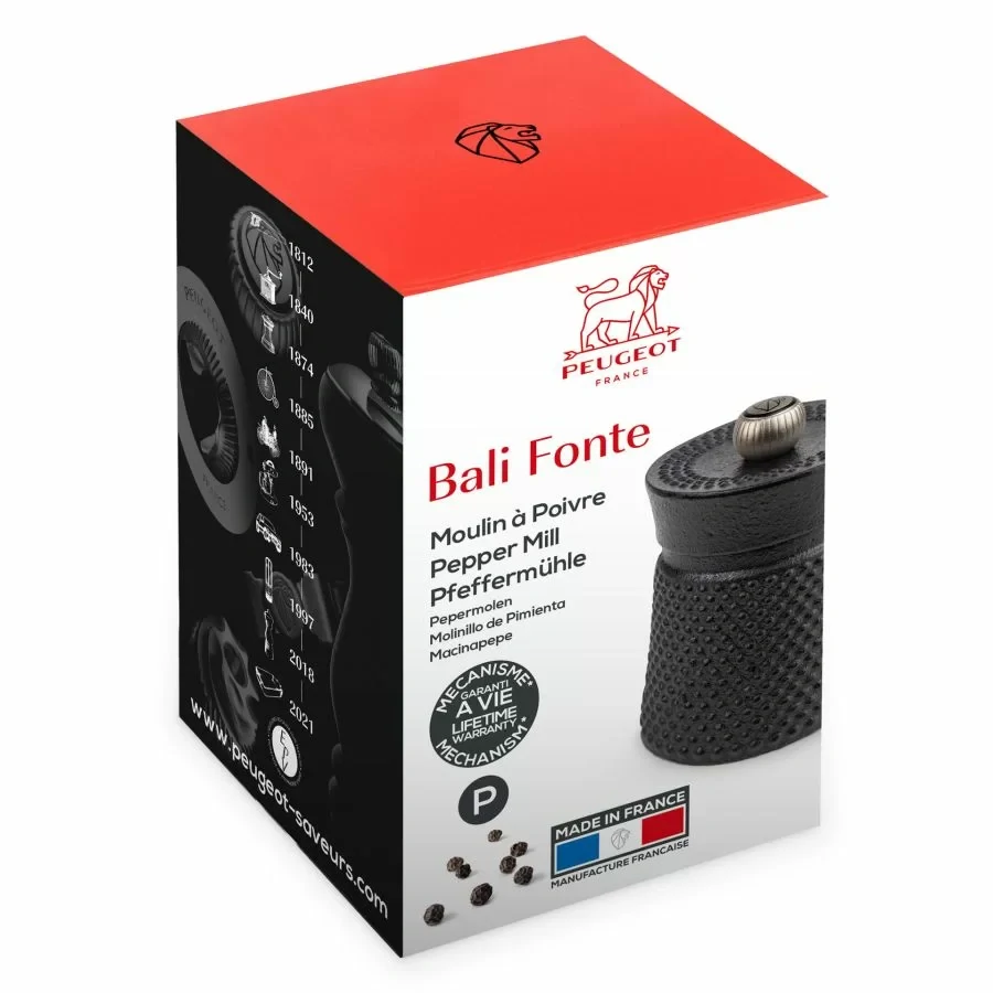 Peugeot Bali Fonte ruční mlýnek na pepř z litiny 8 cm – černý (SKU 35402)