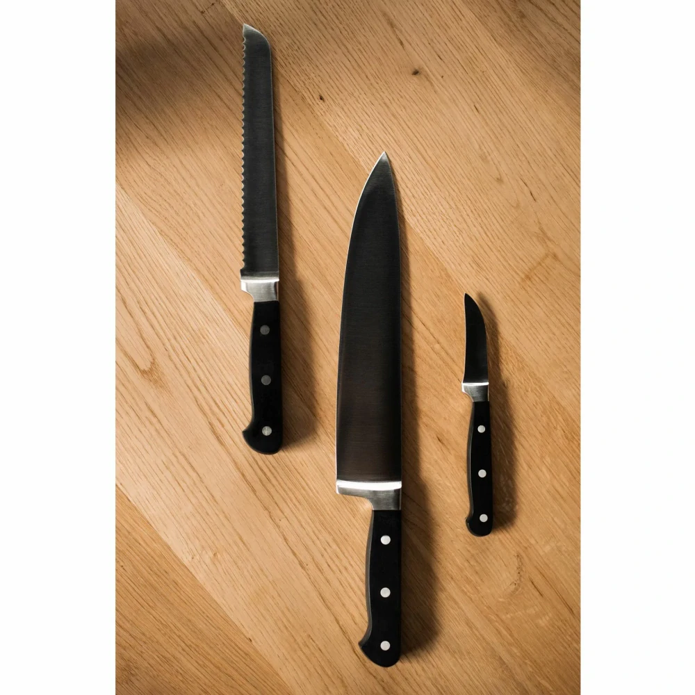 Kovaný nůž na zeleninu JustCut 7 cm – krátké zakřivené ostří, nerezová ocel, černá nýtovaná rukojeť