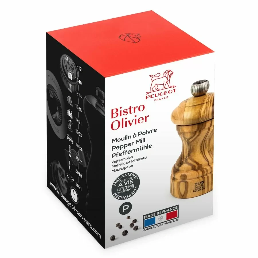 Peugeot Bistro Olivier ruční mlýnek na pepř 10 cm – olivové dřevo, přírodní (PG-38212).