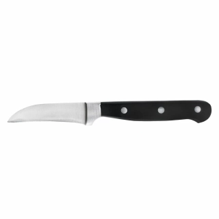 Kovaný nůž na zeleninu JustCut 7 cm – krátké zakřivené ostří, nerezová ocel, černá nýtovaná rukojeť