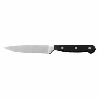 Kovaný univerzální nůž JustCut 20 cm – dlouhé úzké ostří z nerezové oceli, černá nýtovaná rukojeť