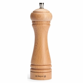 de Buyer Java ruční mlýnek na pepř 18 cm – přírodní dřevo, nerezová ocel, ocelový mechanismus, doživotní záruka