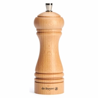 de Buyer Java ruční mlýnek na pepř 14 cm – přírodní dřevo, nerezová ocel, ocelový mechanismus, doživotní záruka